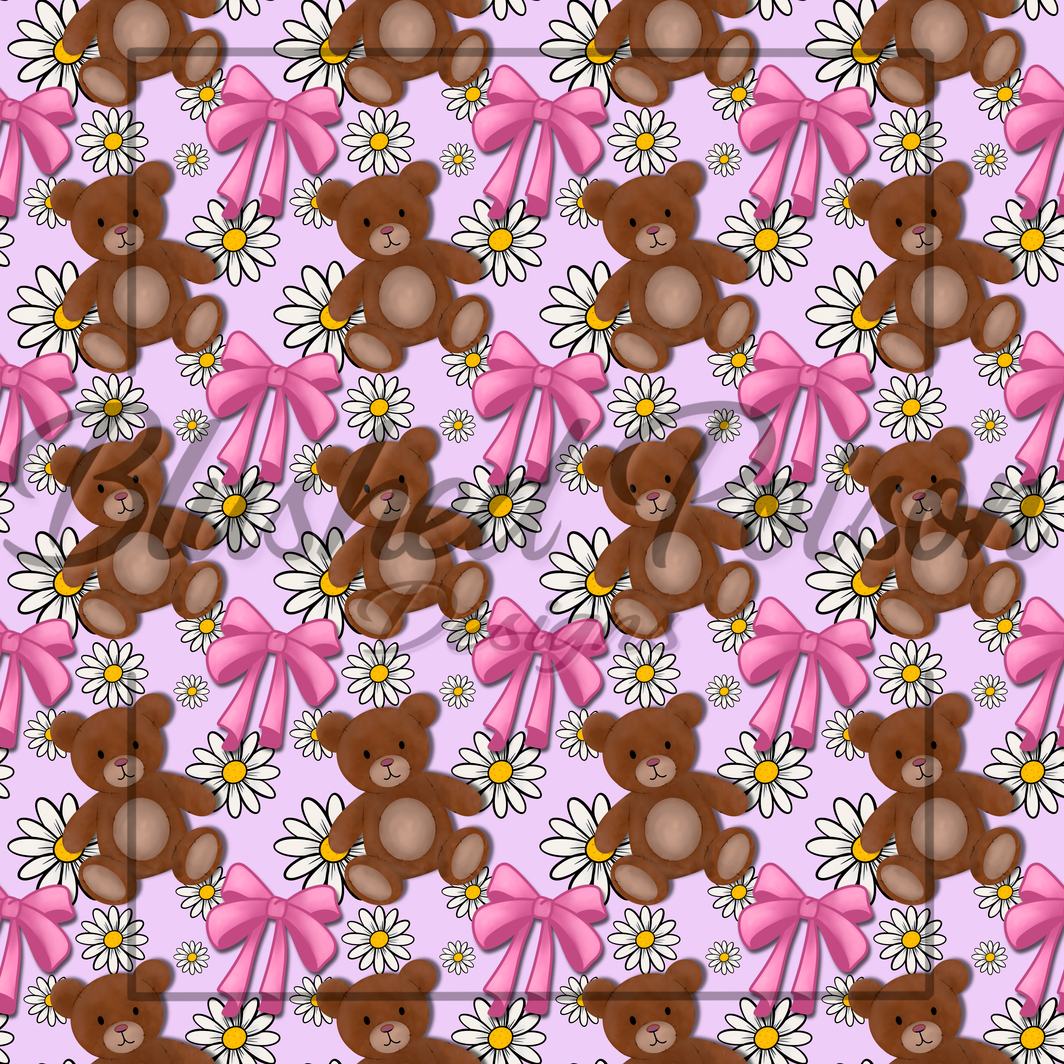 Teddy Bear and Bows Seamless