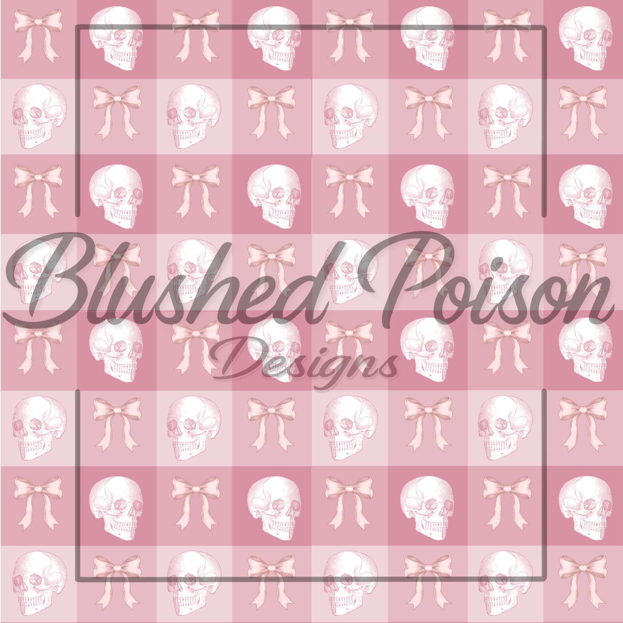 Skull and Bow Gingham Seamless